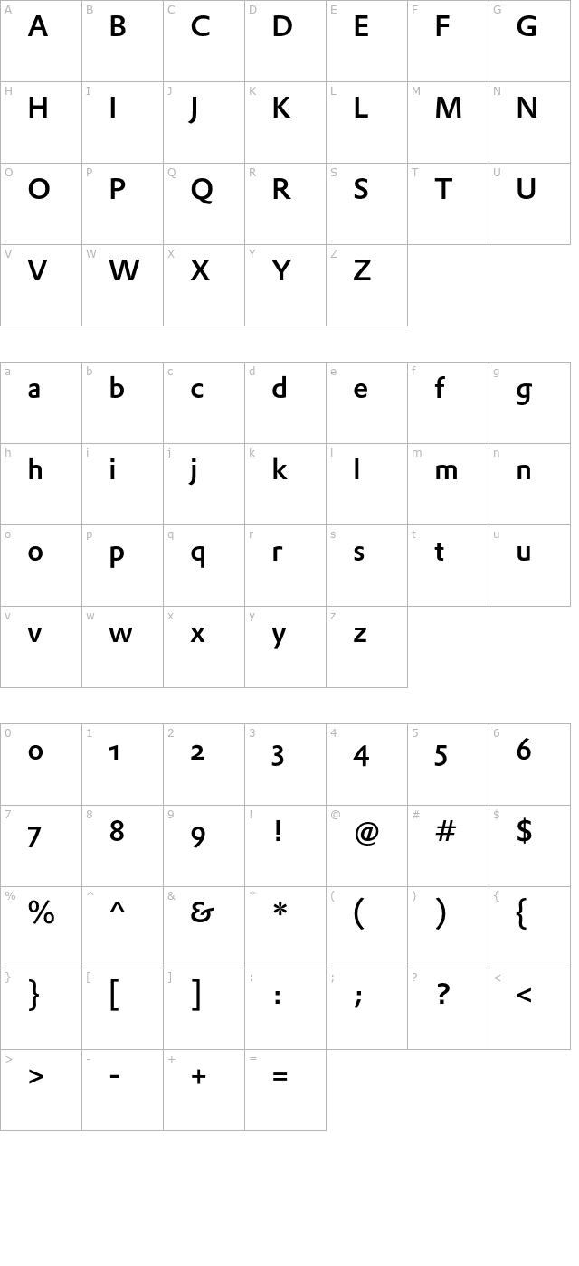 dtlprokyonstmedium character map