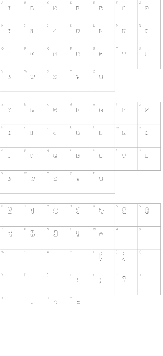 Dudufont character map