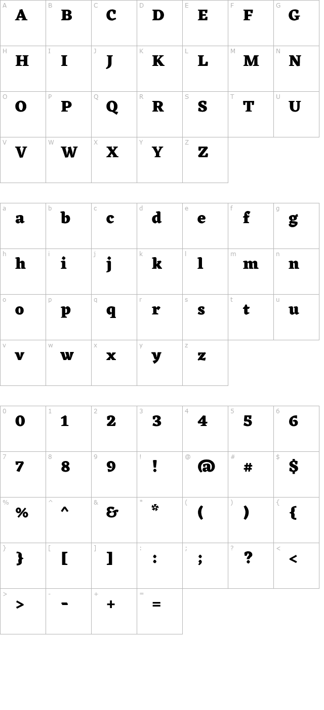 eczar-extrabold character map