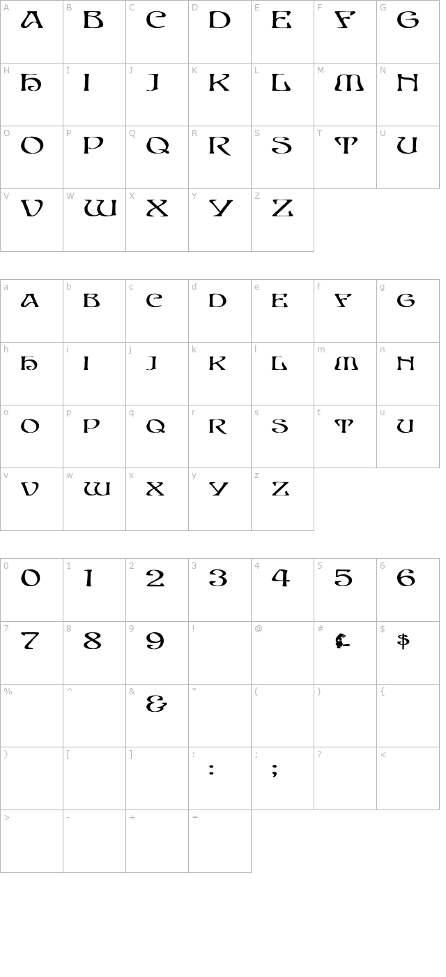 eddacaps-wd-bold character map