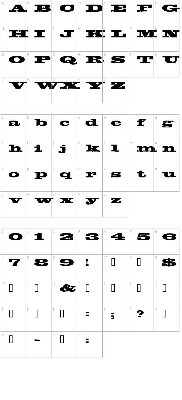 Egyptientto2 character map