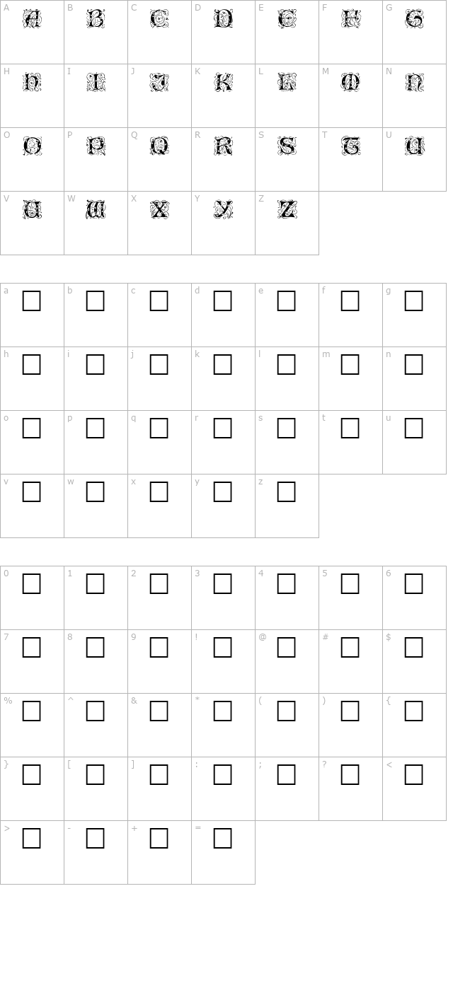 EileenCaps Regular character map