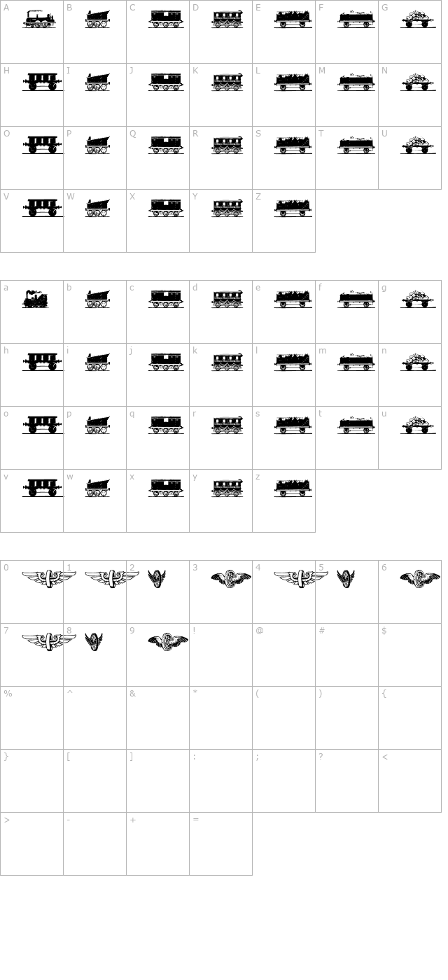 Eisenbahn OTF character map