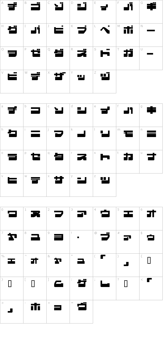 EjectJap LowerPhat character map