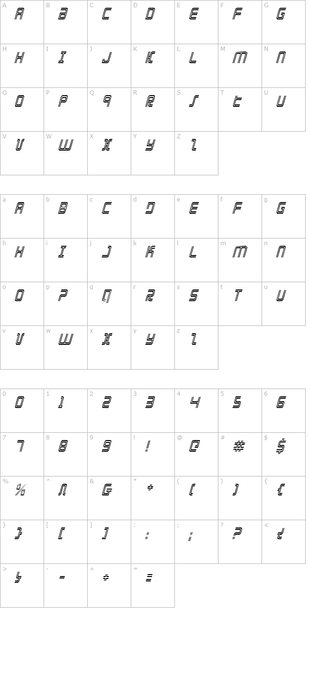 Election Day Condensed Italic character map