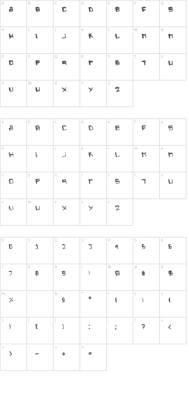 electric-feel character map