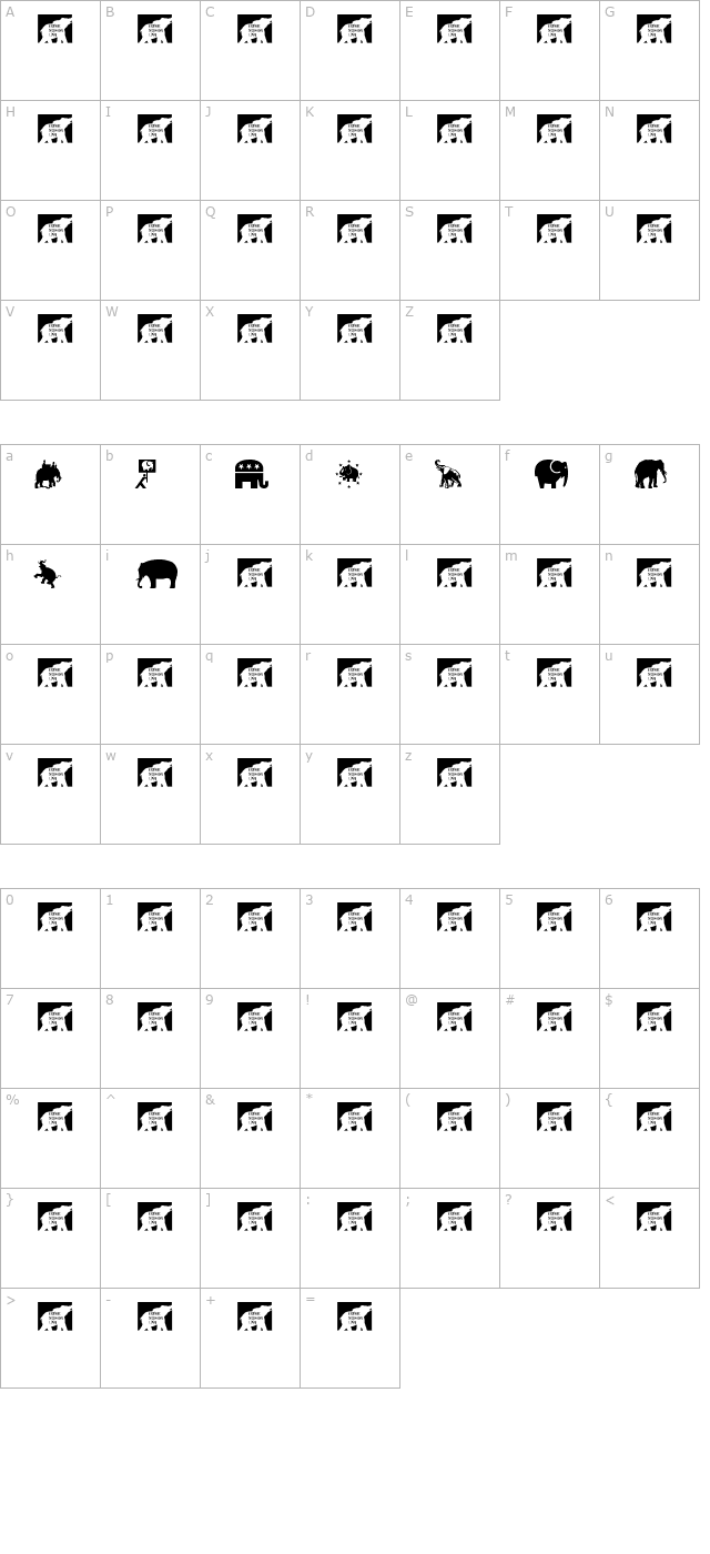 Elefont character map