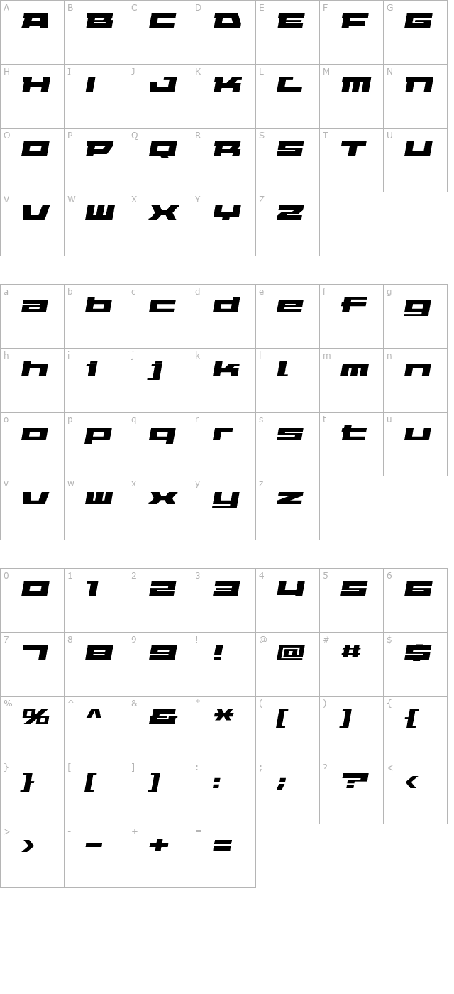 elephant-a-oblique character map