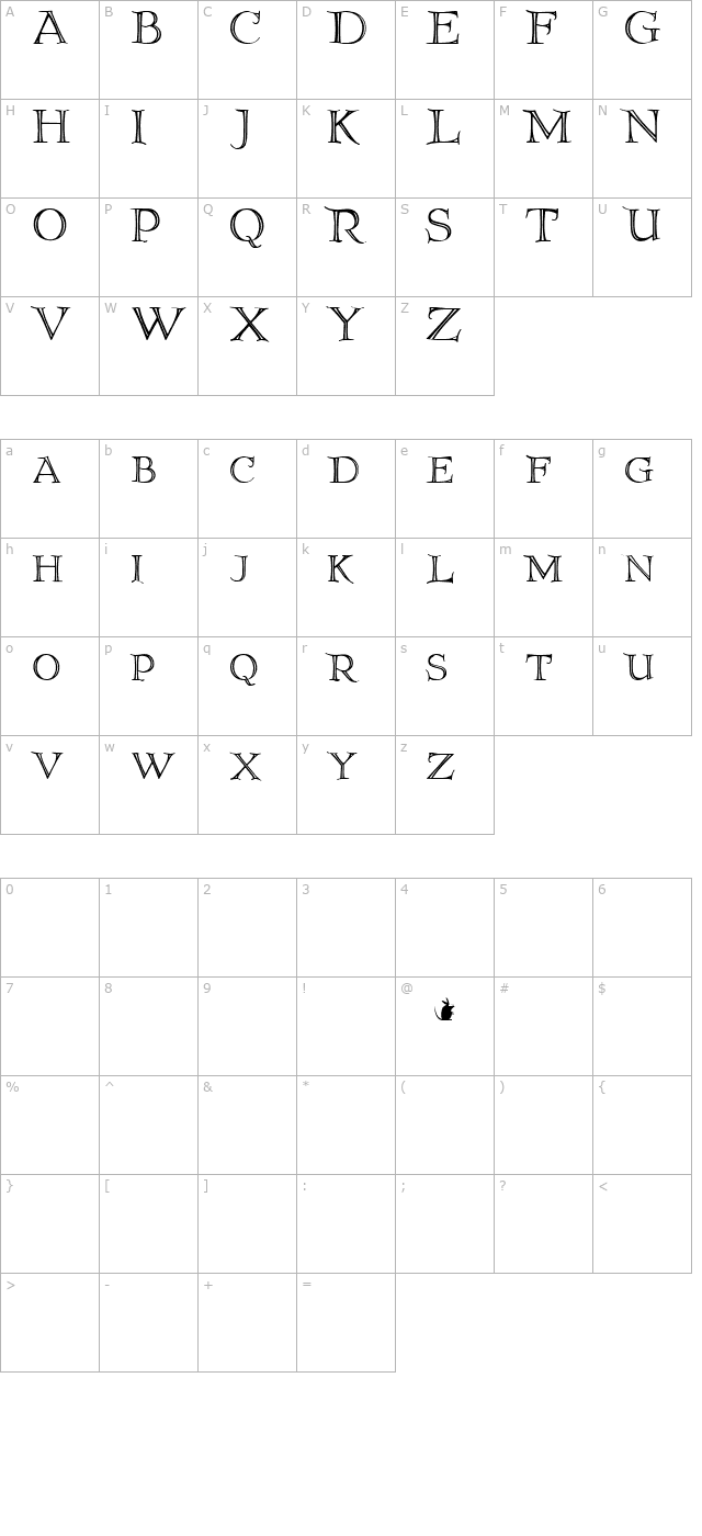 Elliottland J character map