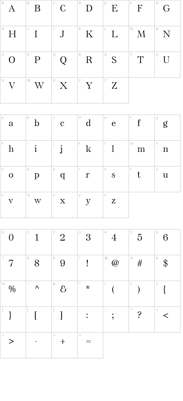 ElseNPL-Medium character map