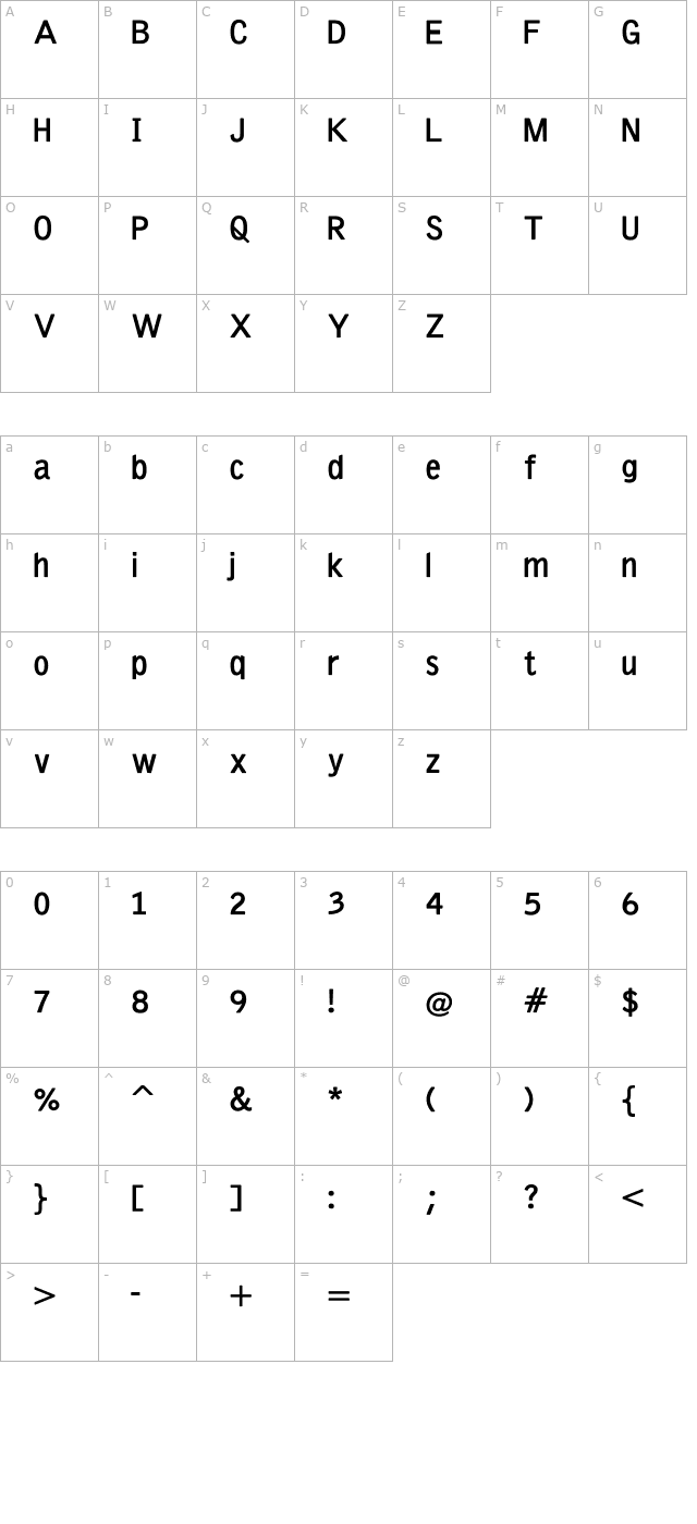 EmkaSansCondensed-Bold character map