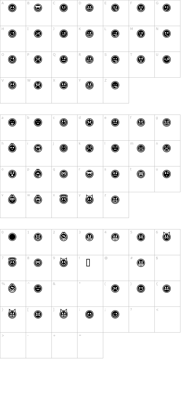 emoticons-outline character map