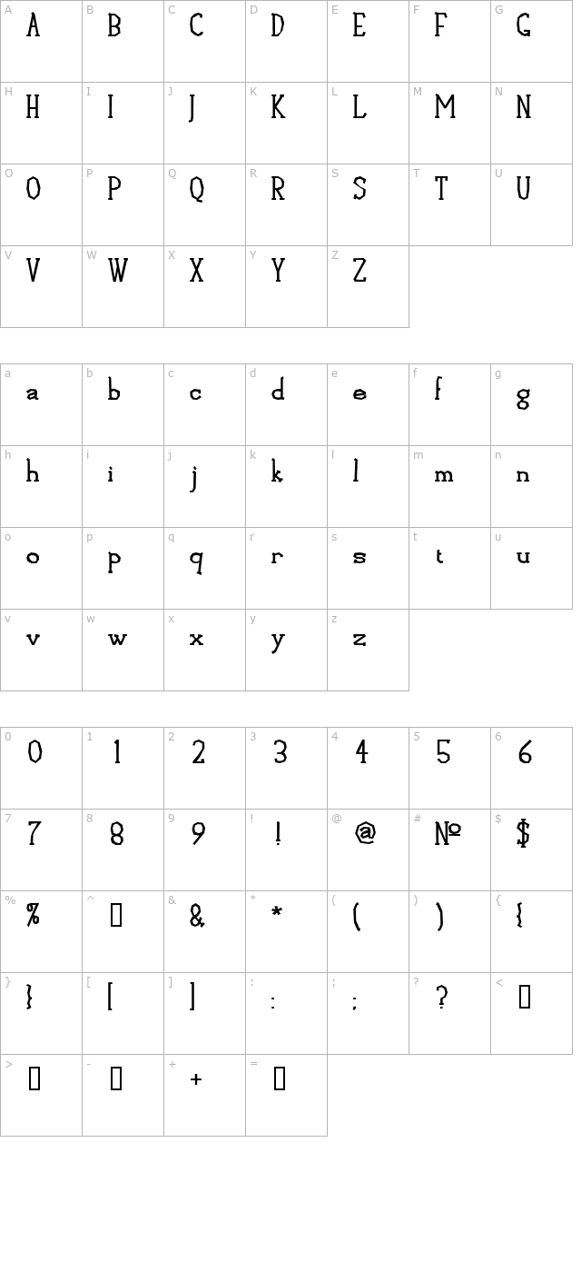 Empanel Bold character map