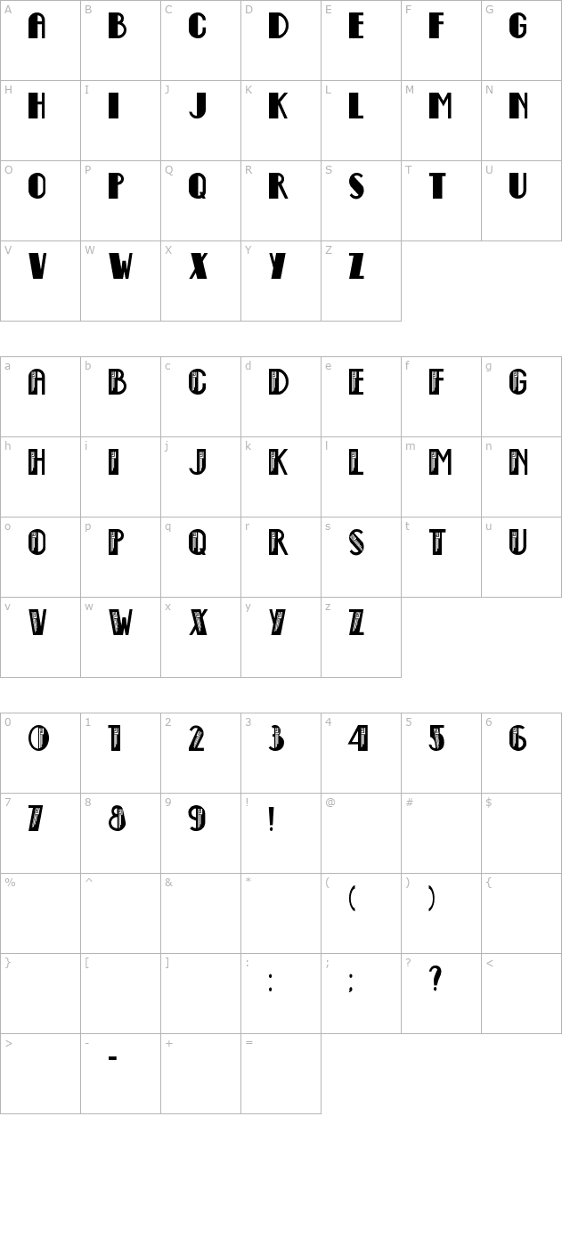 Empire State Deco character map