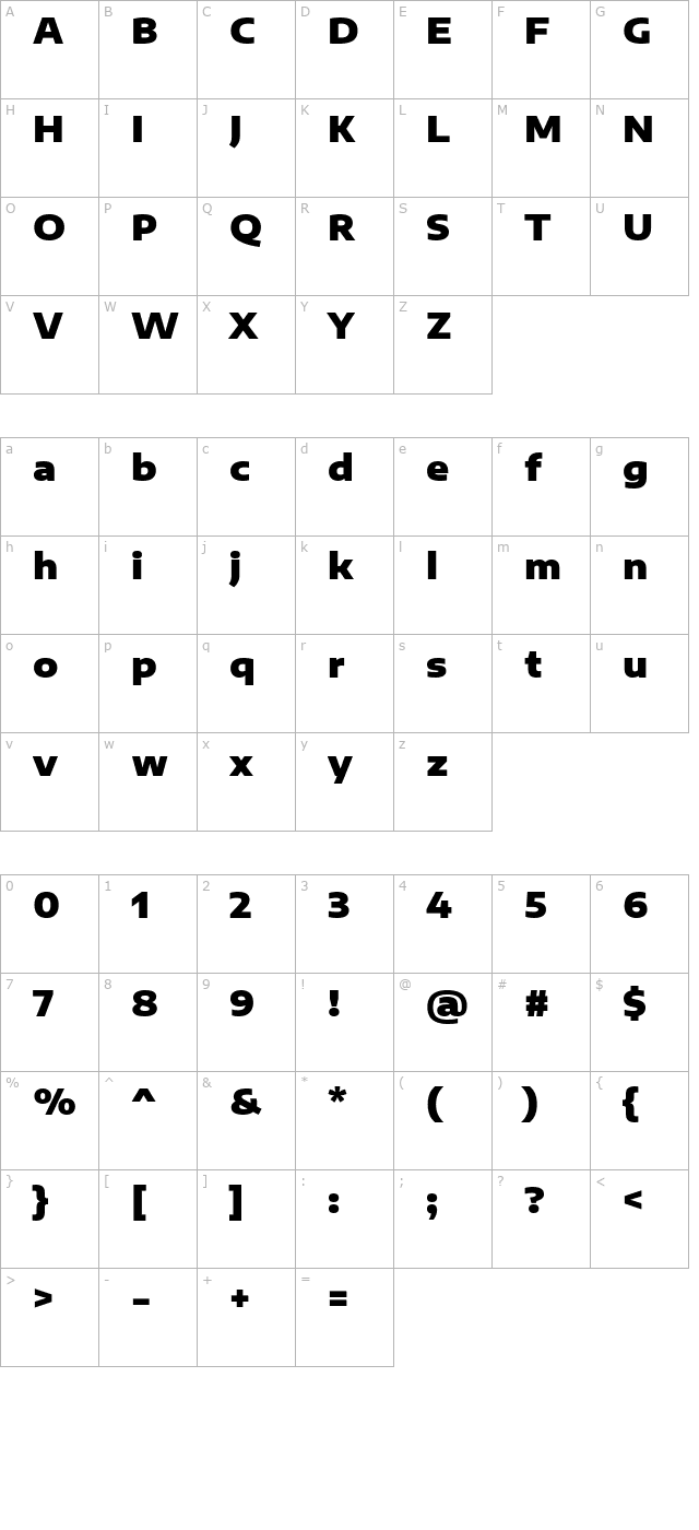 encode-sans-expanded-black character map