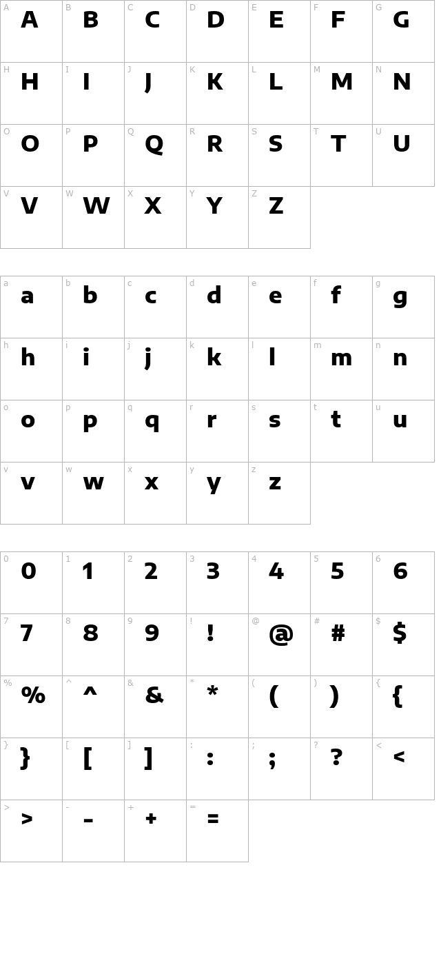 encode-sans-semi-expanded-extrabold character map