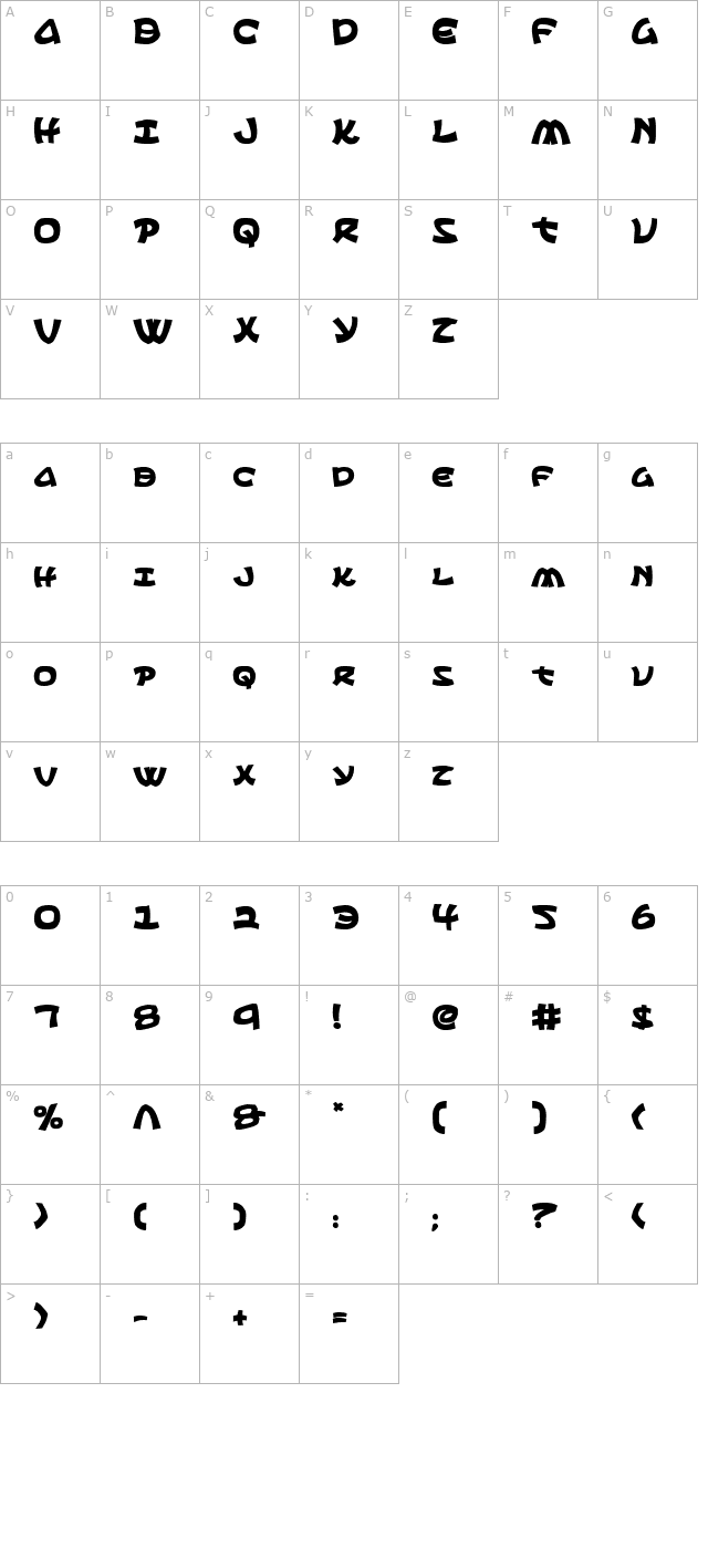 ephesian-bold character map