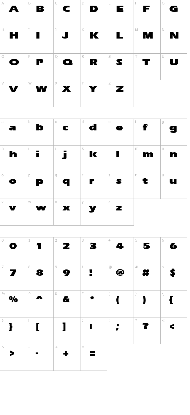 ErgoeBlackExpanded character map