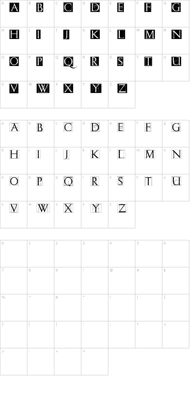 ErikGCapsSkInvers character map