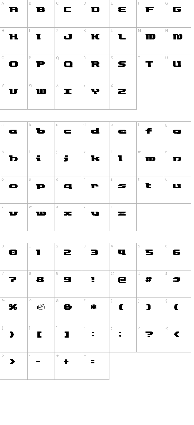 et-rocketype character map