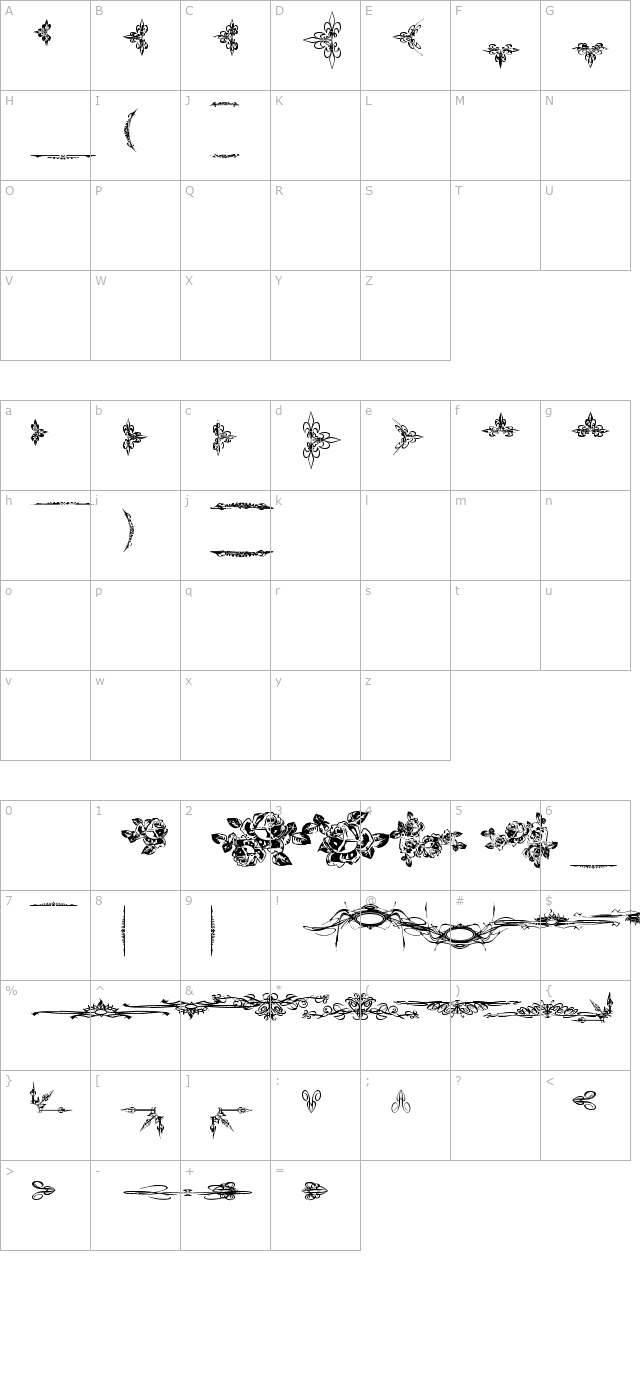 Eutemia Ornaments character map