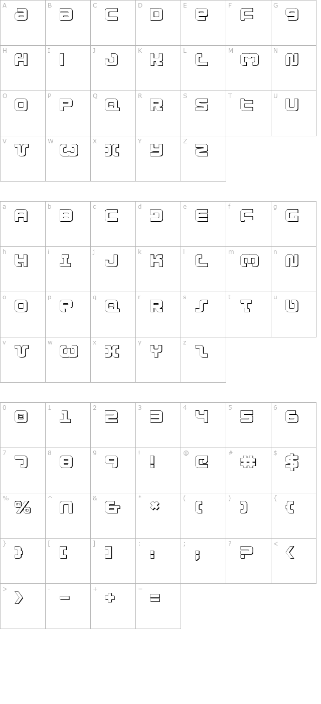 Exedore 3D character map