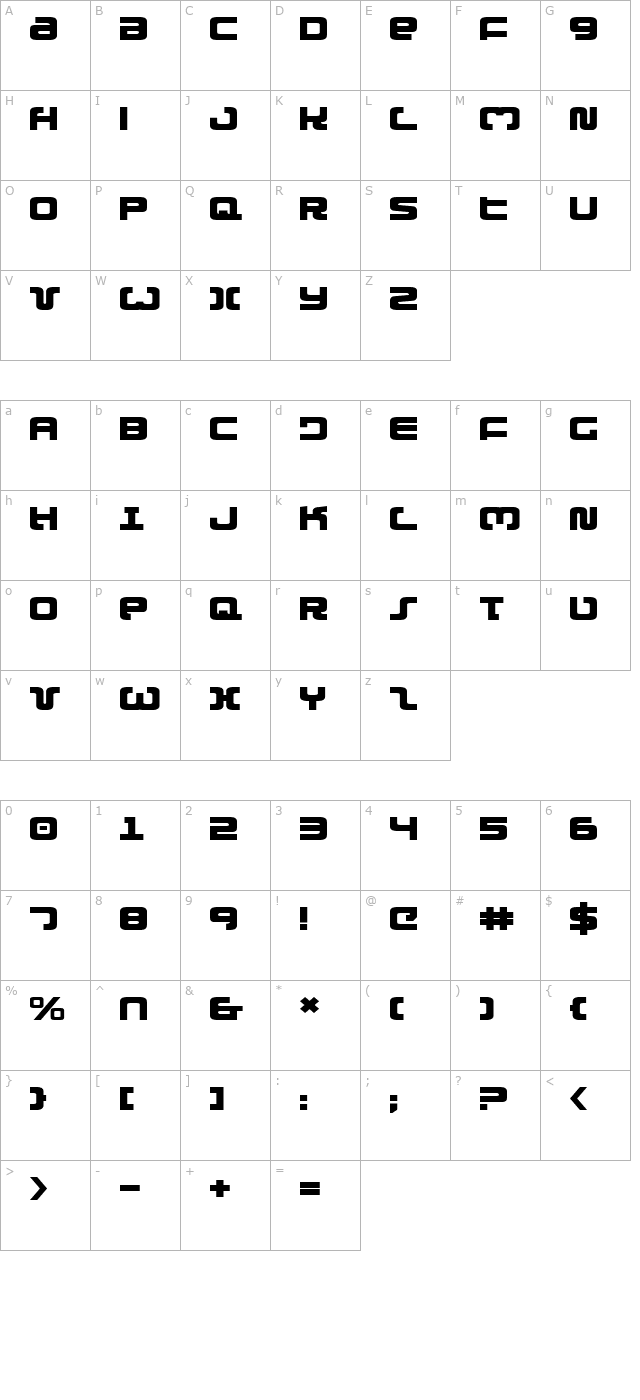 exedore-expanded character map