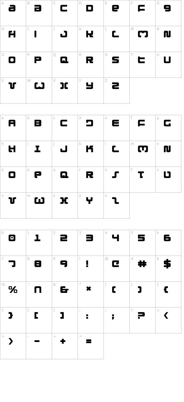 Exedore character map