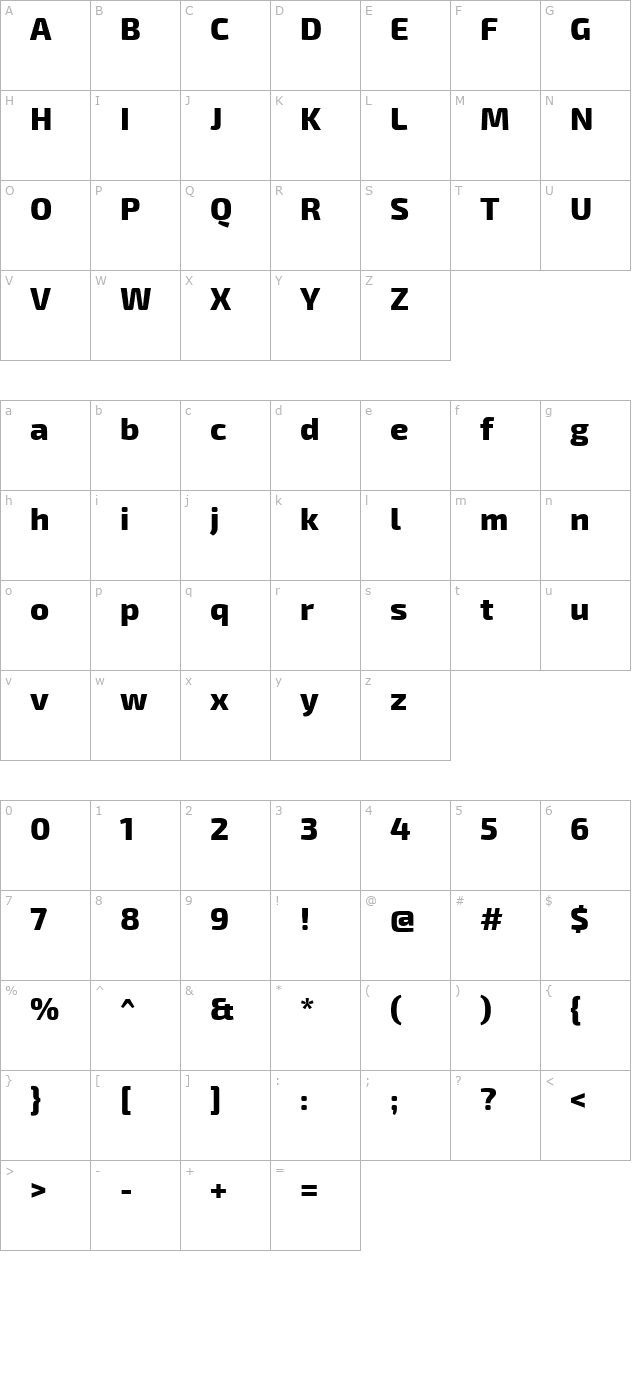 exo-2-extra-bold character map