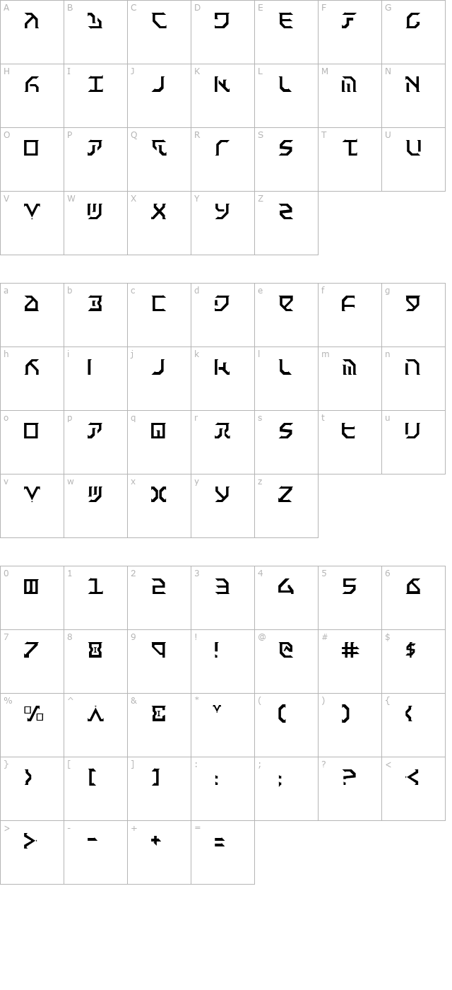 Fantazian Light character map