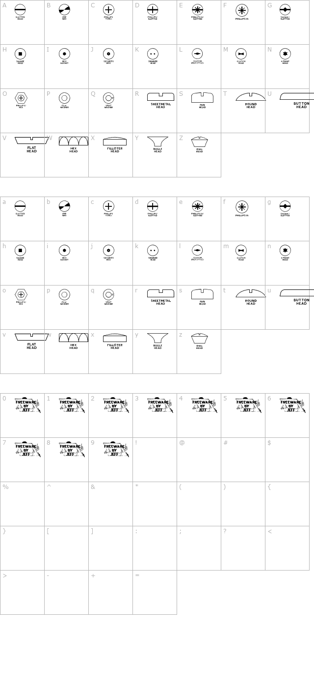 fasteners-jl character map