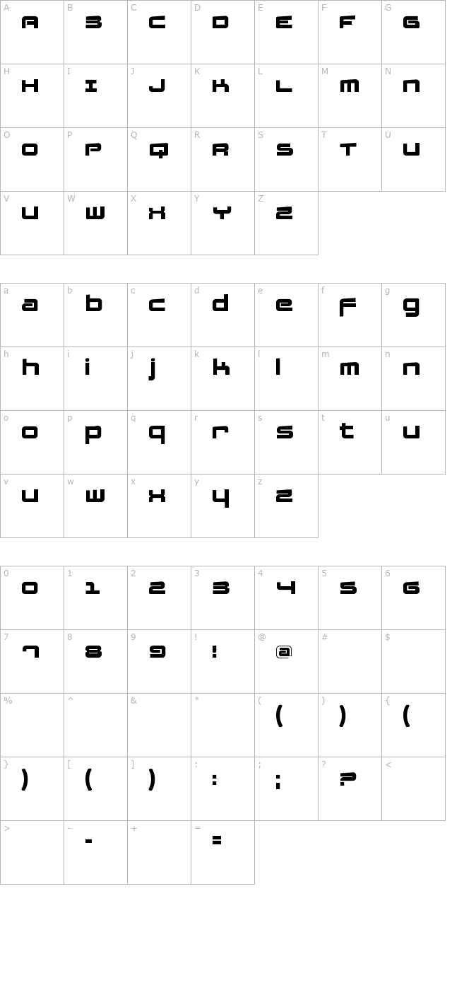 fatsansrotated character map