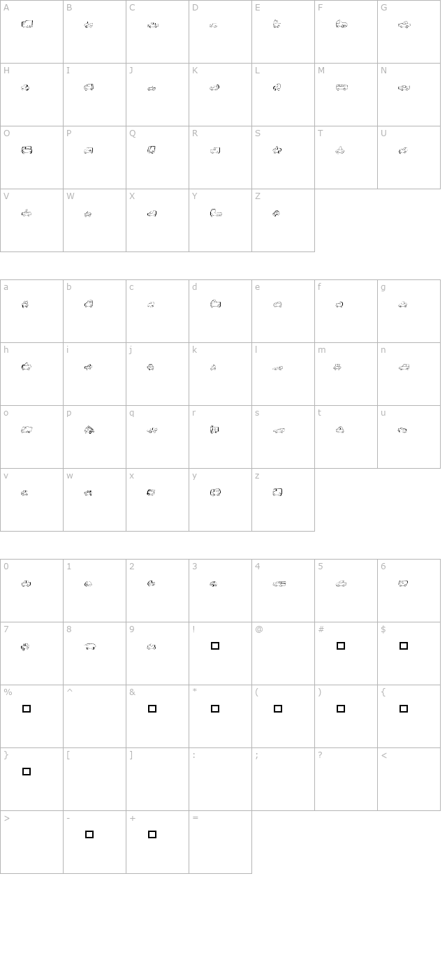 fe-fantastique-cars character map