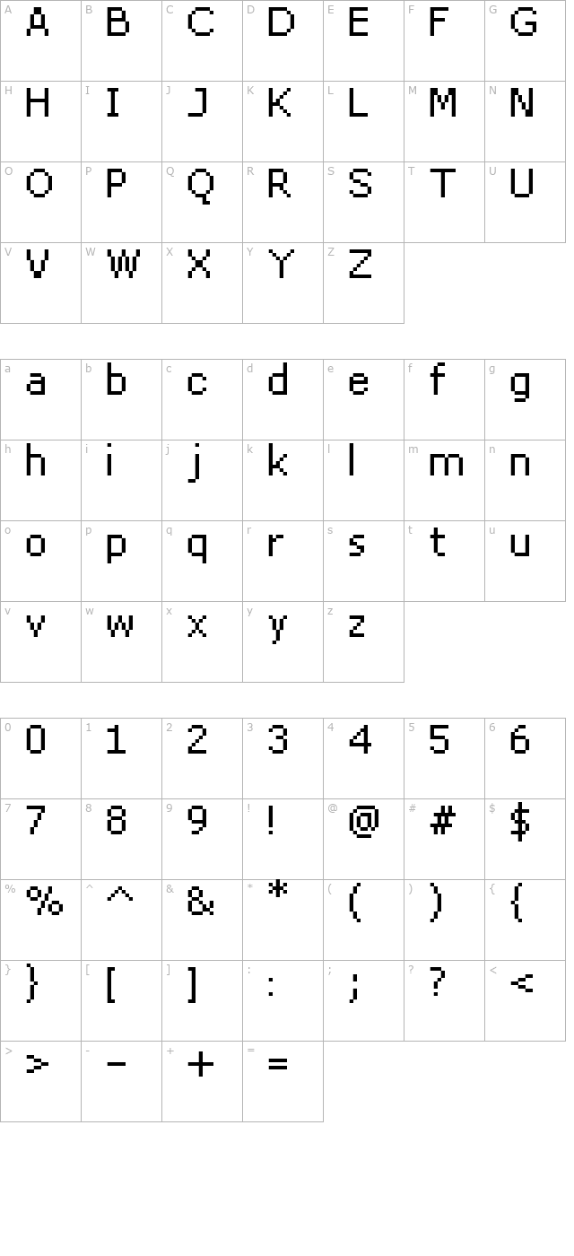 FFF Star Condensed character map