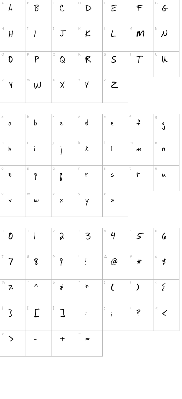 fh-allisa-otf character map