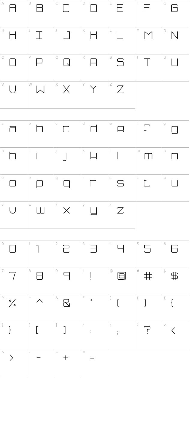 fh-blue-otf character map