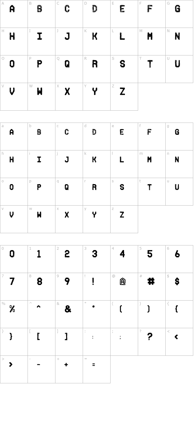 fh-ink-otf character map