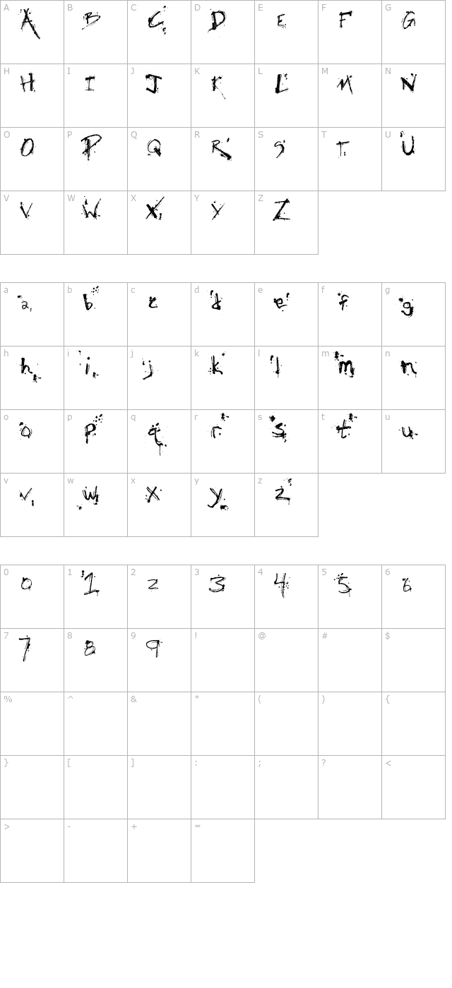 Fh_Obscene OTF character map