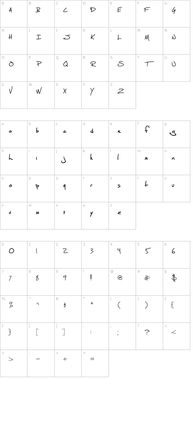 Fh_Script OTF character map