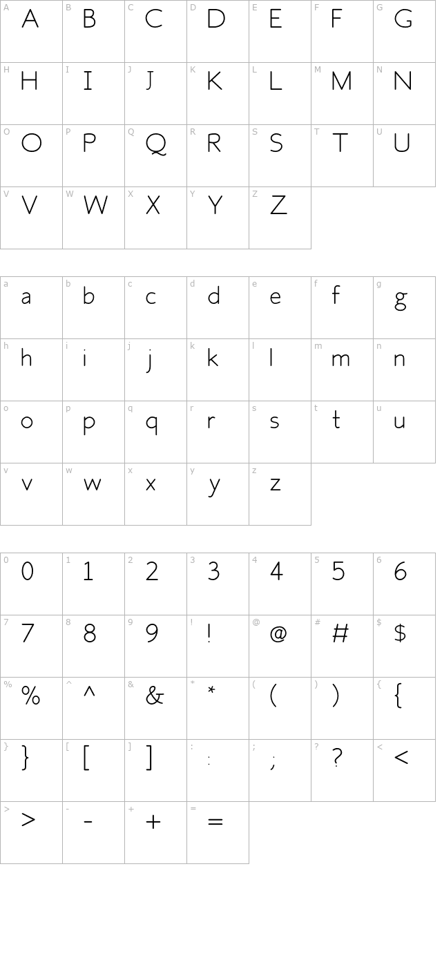 Fh_Space OTF character map