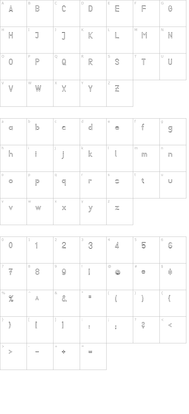 Fibel Sued Kontur character map