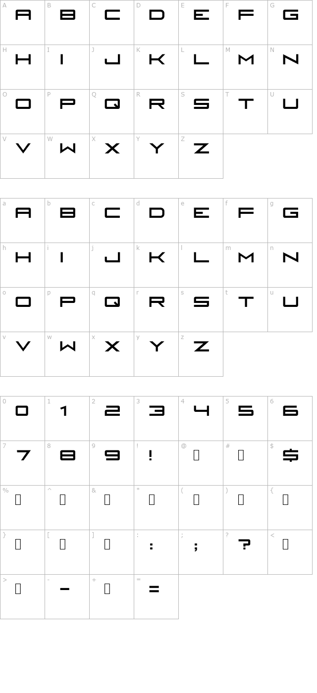 Fireye GF 3 Headline Condensed character map