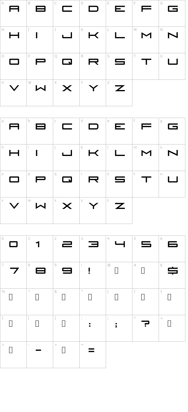 Fireye GF 3 Headline character map