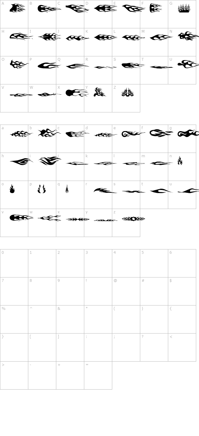 Flamez character map