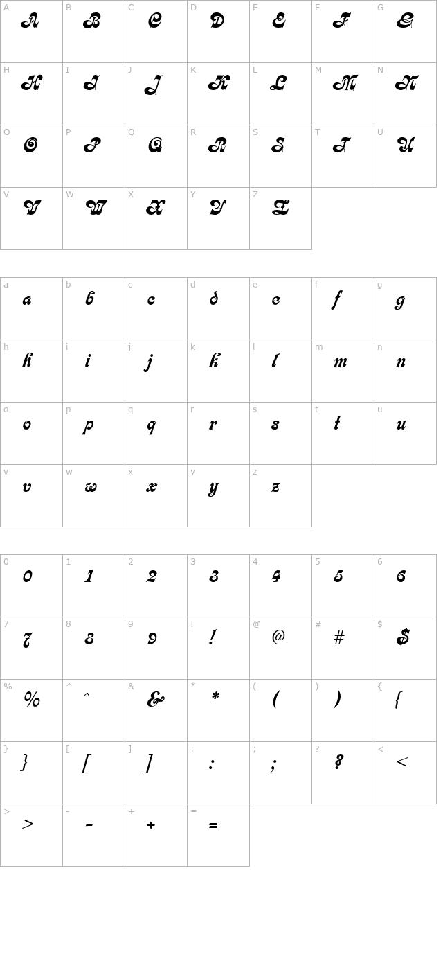 Fleetwood Regular character map