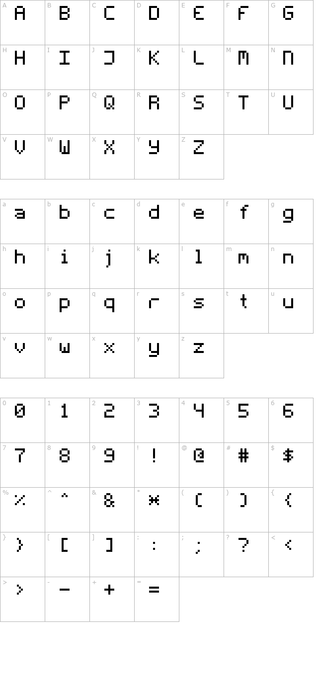 Fleftex Mono character map