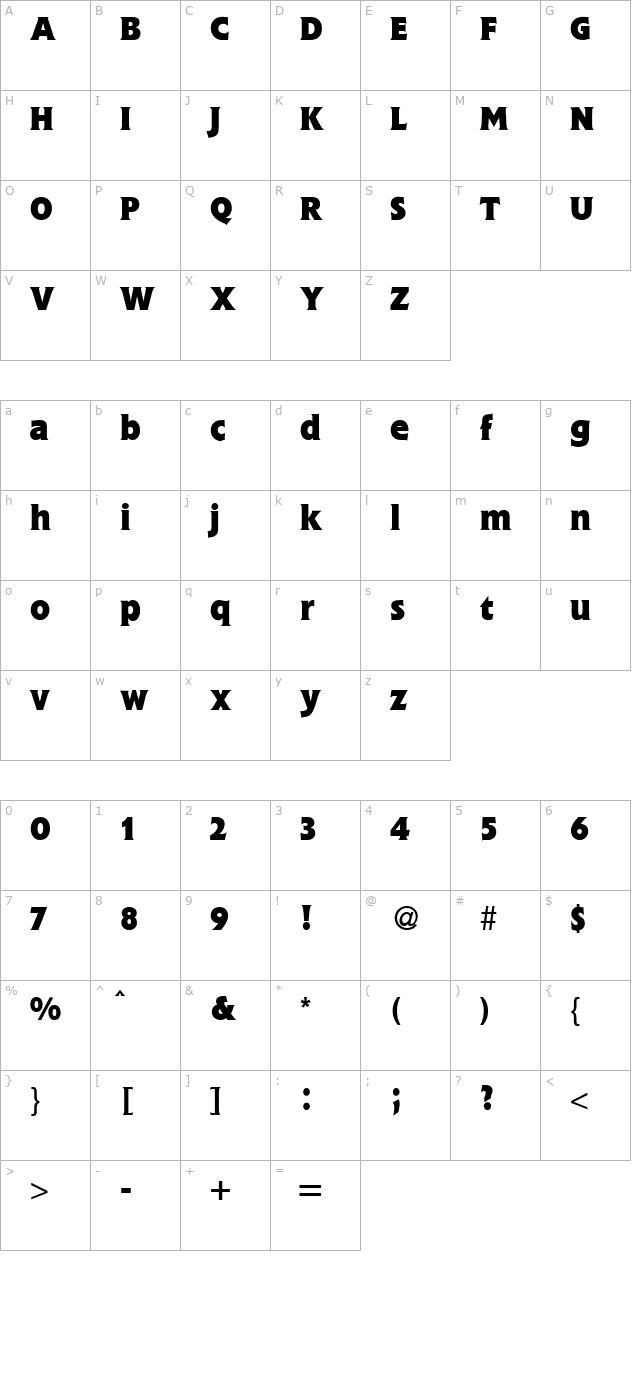 FlemingHeavy-Regular character map