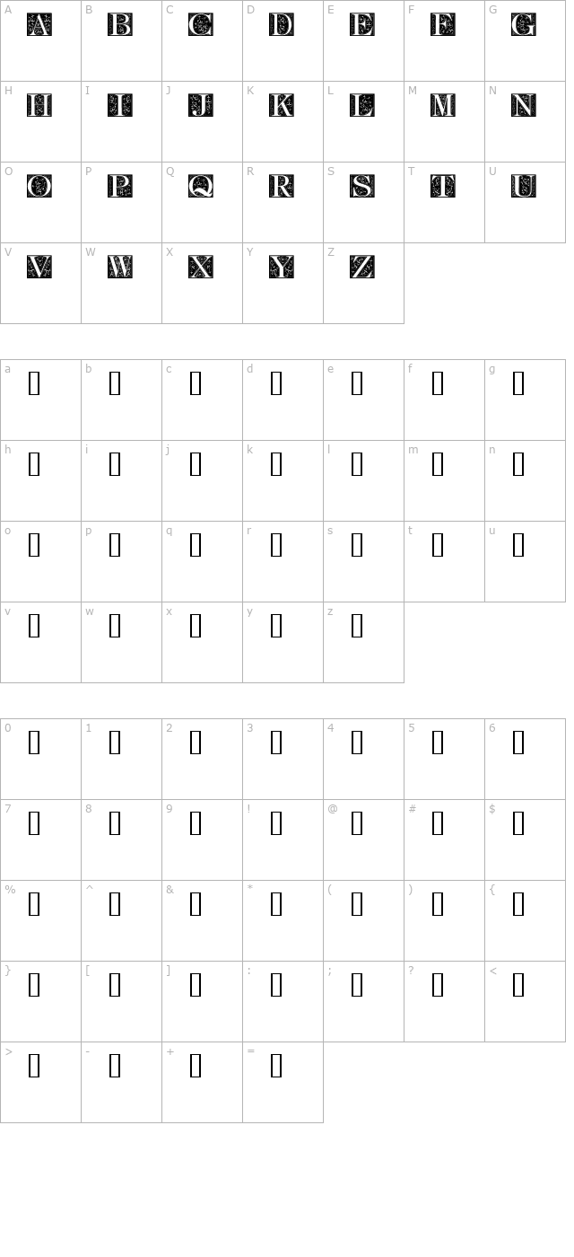 fleur-corner-caps character map