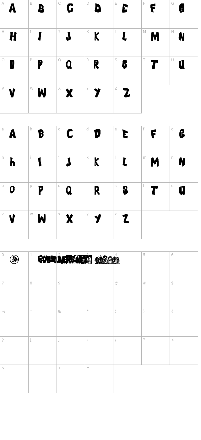 FLH-Font character map