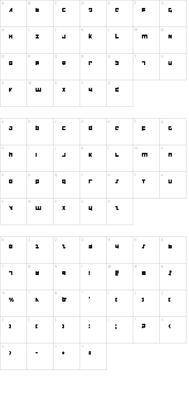 Flight Corps Condensed character map